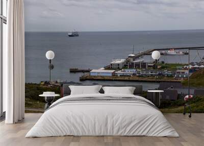 helgoland, germany panorama view lighthouse and coast Wall mural