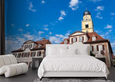 Twin Houses and St. Jhannes Church in Bad Mergentheim, Germany.  Space for text Wall mural