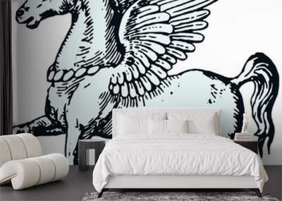 engraving illustration of pegasus Wall mural