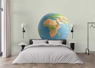 3D Render of Earth Globe on White Background Wall mural