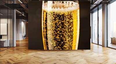 Close Up of Sparkling Champagne in a Glass Wall mural