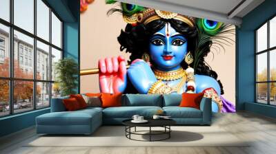 Hindu God Krishna Playing Flute Wall mural