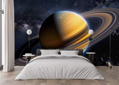 Saturn Planet With Rings In Space Wall mural