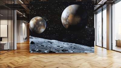 Two Planets in the Vastness of Space Wall mural