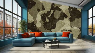 Dirty camouflage fabric texture for background Wall mural