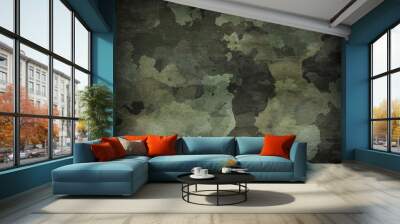 Dirty camouflage fabric texture Wall mural