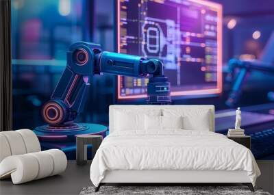 Robots use technology to improve the work of people together with robots. Wall mural