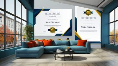 Blue white and gold vector award certificate template fancy modern abstract for corporate. For appreciation, achievement, awards, education, competition, diploma template Wall mural