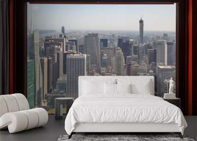 NEW YORK CITY, NY - AUGUST 09, 2014: View of Manhattan New York City Skyline Buildings from High Rise Window Wall mural