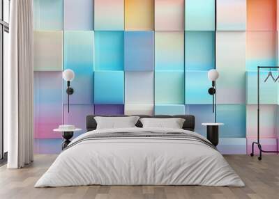 Abstract bright geometric pastel colors colored 3d gloss texture wall with squares and rectangles background banner illustration panorama long, textured wallpaper (Generative Ai) Wall mural