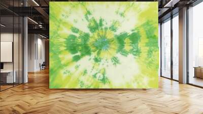 abstract colorful dark green, neon green art design batik spiral swirl shibori technology tie dye pa Wall mural