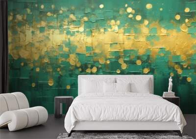 abstract rough colorful multicolored gold yellow green art painting texture, with oil brushstroke an Wall mural