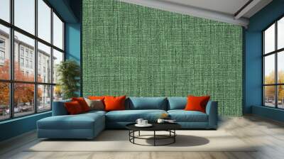 Dark mint green natural cotton linen textile texture Background square Wall mural