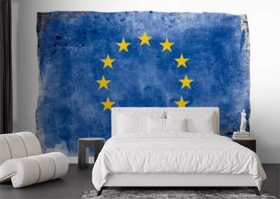 European elections 2024 concept  - Watercolor painted flag of europe background banner, isolated on white background Wall mural