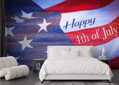 Happy 4th of July - Independence Day USA background template greeting card -  Waving American flag Wall mural