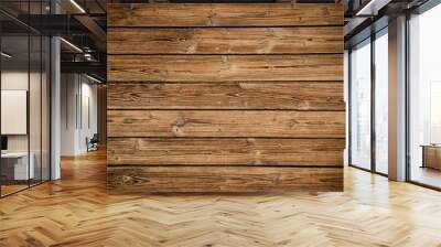 Old brown rustic dark grunge wooden timber wall or floor or table texture - wood background banner Wall mural