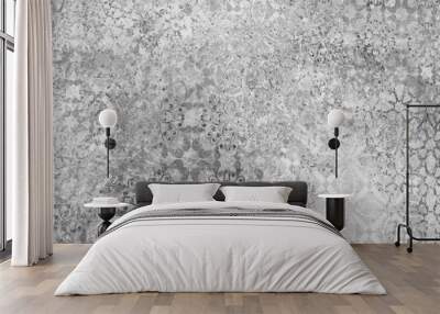 Old gray grey white vintage shabby patchwork motif tiles stone concrete cement wall texture background Wall mural