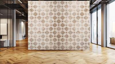 Seamless light grunge beige brown white cement stone concrete paper textile tile wallpaper texture background, with hexagonal hexagon diamond / rhombus / lozenge shape print pattern Wall mural