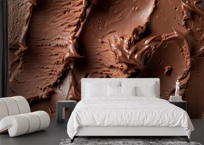 Summer food photography - Close up of chocolate ice cream gelato mousse pudding texture, top view.. Wall mural