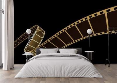 3d film strip on black Wall mural