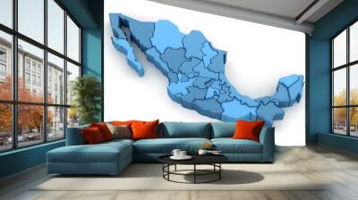 Map of Mexico. Image with clipping path. Wall mural