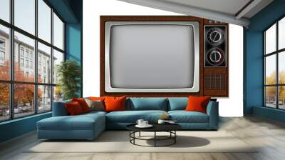 Retro old vintage television on white background Wall mural