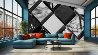 Black & White Marble Squares Wall mural