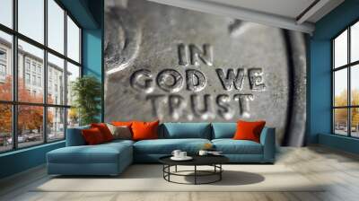 in god we trust macro from a us quarter Wall mural