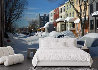 record blizzard in new york city in 2016 Wall mural