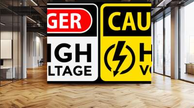 high voltage sign, danger and caution sign, vector illustration  Wall mural