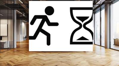 person running after hourglass, vector illustration  Wall mural