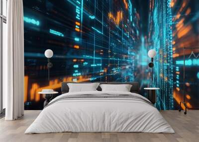 digital background business data analysis, financial business concept Wall mural