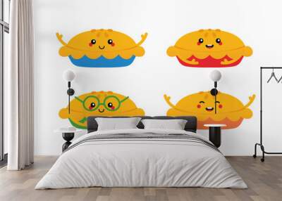 Set, collection of cute and colorful cartoon style pie characters for food and cooking design.
 Wall mural