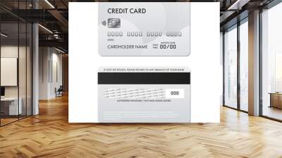 Vector realistic plastic credit card template, back and front. Wall mural