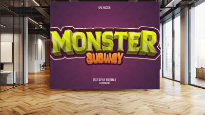 Monster Subway 3D text style effect template Wall mural