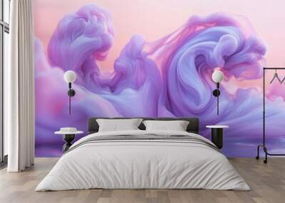 Ethereal Abstract Brushstrokes: Minimalist Dynamic Wallpaper with Transparent Forms and Soft Bold Colors. Captivating Fusion of Ethereal Strokes and Vibrant Hues on Misty Glass. AI-Generated 4K Artwor Wall mural