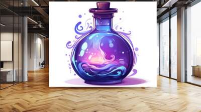 Magical potion bottle isolated on a white background. Mystical elixir and alchemy remedy clipart.  Wall mural