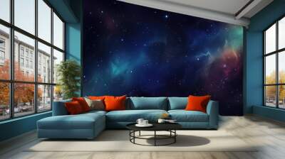 Outer space background. Dark cosmic void with stars, interstellar medium, dust clouds and gas. Astronomy wallpaper.  Wall mural