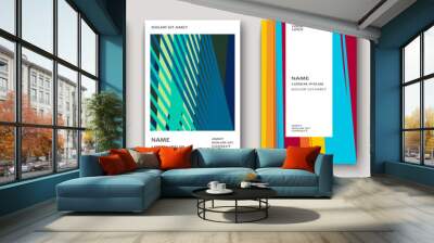 Modern cover collection design. Abstract retro 90s style texture of colorful neon lines. Striped trends background. Future geometric patterns. Design presentations, print, flyer, business cards Wall mural