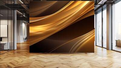 Abstract gold and brown waves create a luxurious and flowing background design. Wall mural