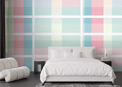 Soft pastel plaid pattern ideal for textiles, home decor, and creative projects. Wall mural