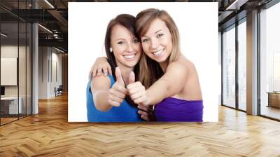 girls showing thumbs uo Wall mural