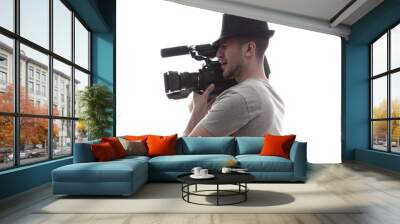 man with video camera Wall mural