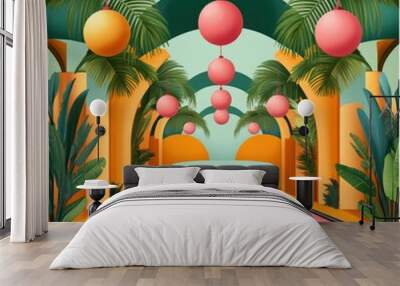 Tropical Bowling Alley Wall mural