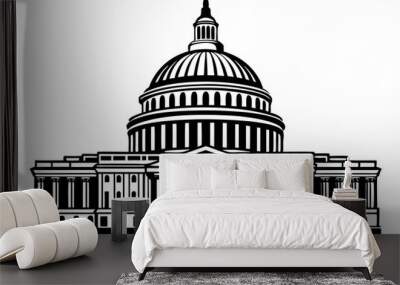  Washington Capitol building skyline silhouette vector illustration Wall mural