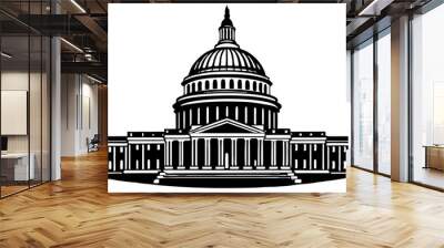  Washington Capitol building skyline silhouette vector illustration Wall mural