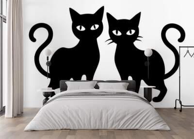 Black silhouette of cat. black cat, vector icon, silhouette Vector illustration. Wall mural