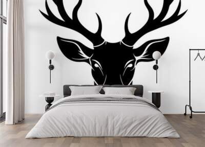 deer silhouette, deer head, hunting Wall mural