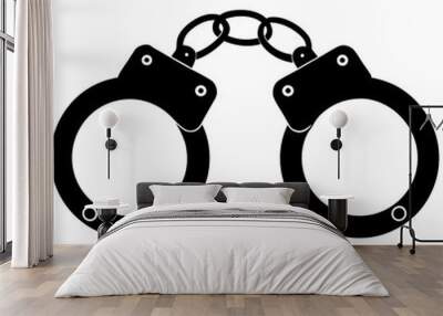 handcuffs silhouette vector,handcuffed icon vector illustration Wall mural