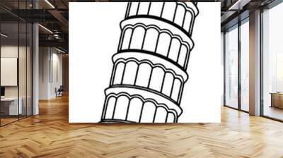 leaning tower of pisa black and white vector silhouette design set - italian landmark monochrome outline Wall mural